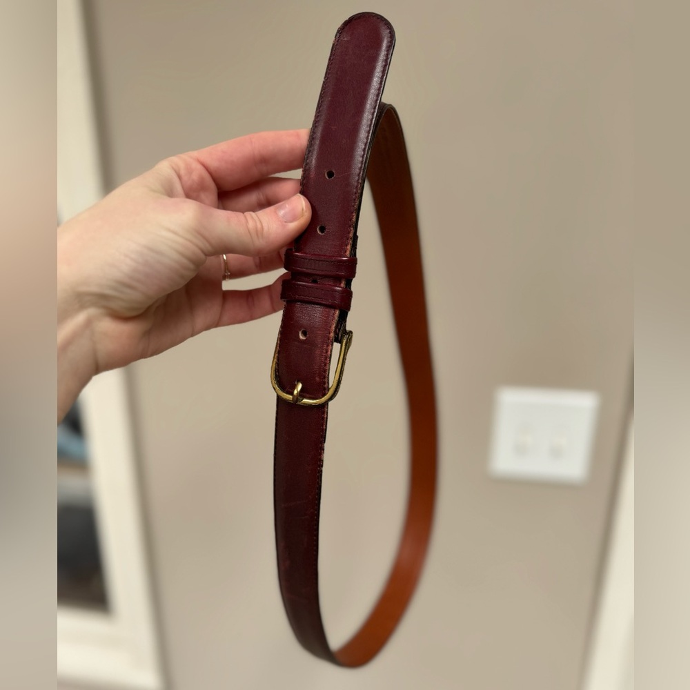 Coach Burgundy Leather Belt Size 40 Distressed Vintage
